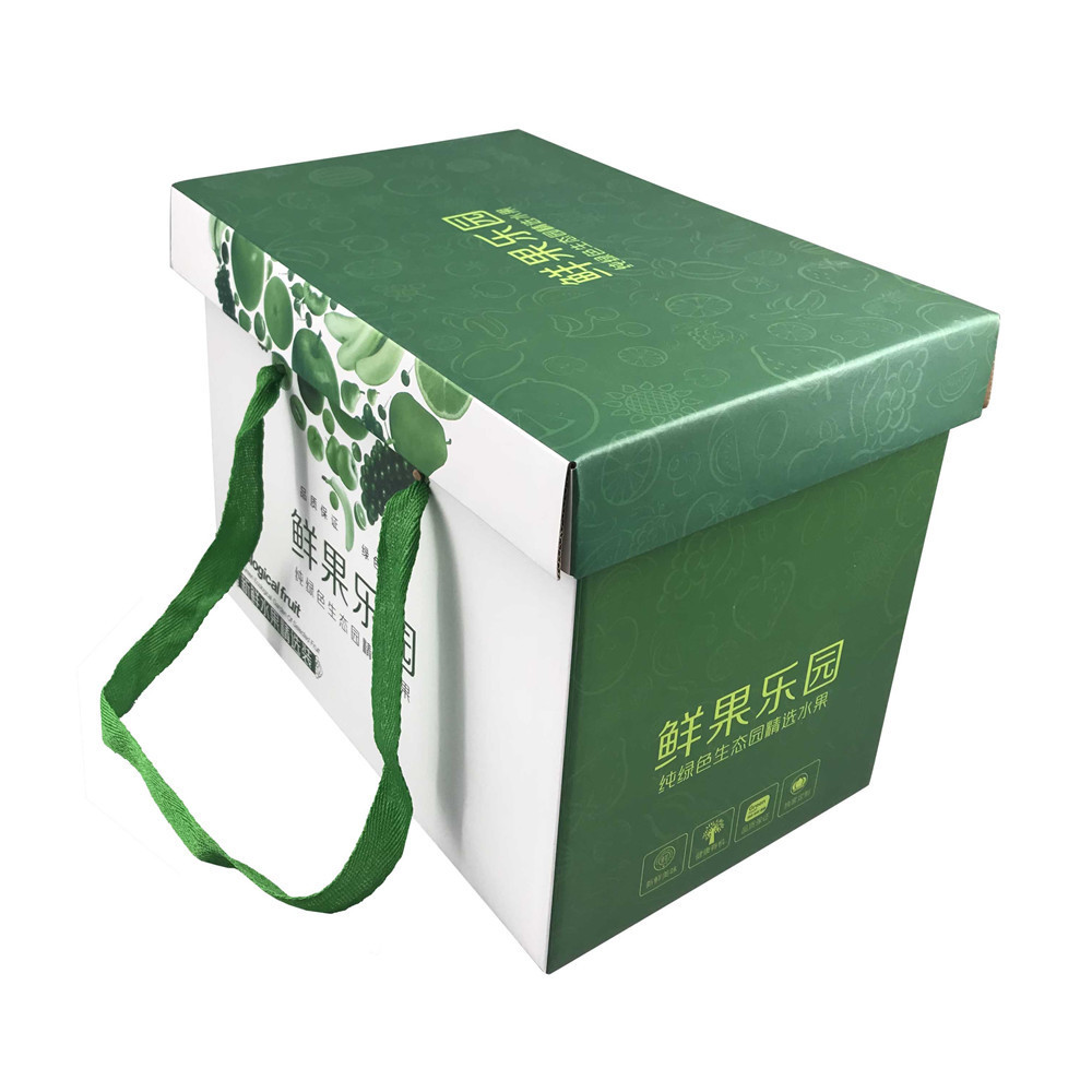 Lipack Wholesale Biodegradable Large Size Foldable Rigid Corrugated Paper Box Eco Friendly Portable Fruit Gift Packaging Box