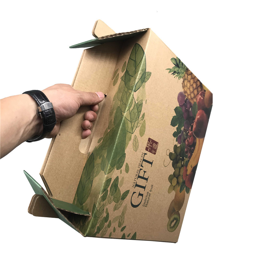 Lipack Wholesale Biodegradable Large Size Foldable Rigid Corrugated Paper Box Eco Friendly Portable Fruit Gift Packaging Box