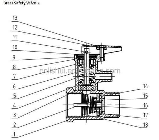 LISHUI hot selling brass safety valve water heater safety valve pressure relief safety valve