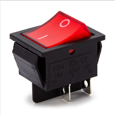 KCD4 16A 250V AC Series 4 Pin Green Lamp Mini Rocker Toggle Red Switch