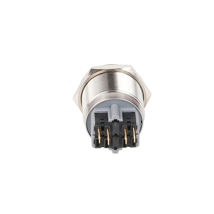 25mm 10A250V Self-locking High Round Metal Pushbutton Small Push Button Switch With NO NC Function