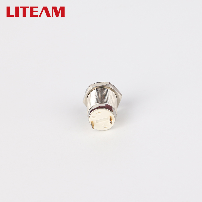 12mm Waterproof 2Pin Spring Return Flat Head 1NO 220V 2250V Momentary Latching Start Stop Electrical Metal Push Button Switch