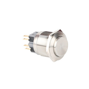 25mm 10A250V Self-locking High Round Metal Pushbutton Small Push Button Switch With NO NC Function