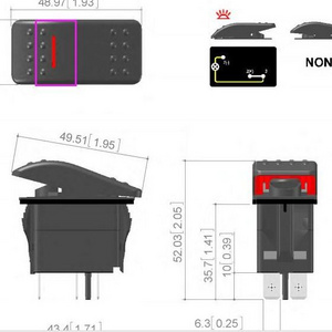 RK1-06 Marine Boat NEW HOT Cover Carling Style 12V/ 24V LED OFF/ON Double Pole Single Throw Rocker Switch