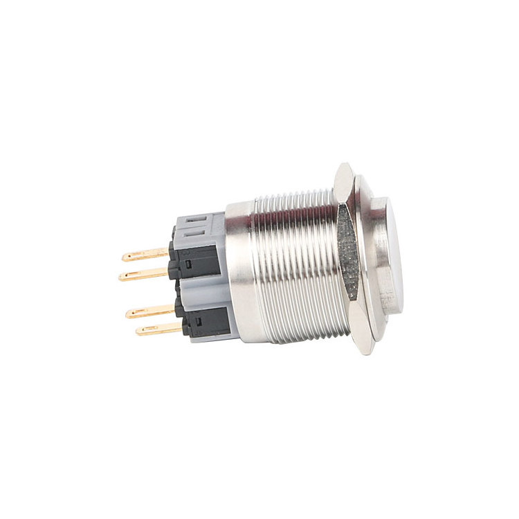 25mm 10A250V Self-locking High Round Metal Pushbutton Small Push Button Switch With NO NC Function