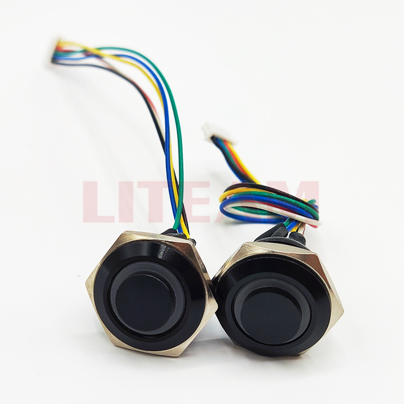 16mm Waterproof Metal Momentary RGB led Illuminated Push Button Switch 3-6V Ring Led Short Body Metal Switch With Custom Cable