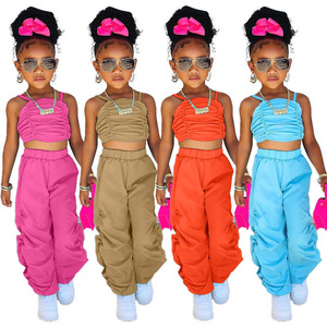 Spot Little Girl Stacking Pants Suit Girl Solid Baby Girl Candy Color Trousers Cute Suit Fashion Stacking Pants Suit