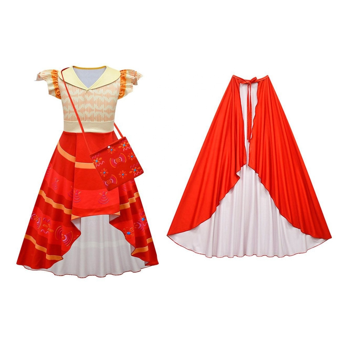 Carnival Cosplay Baby Girls Party Christmas Encanto Madrigal Dolores Isabela Outfits Halloween Mirabel Dress Costumes with Bags