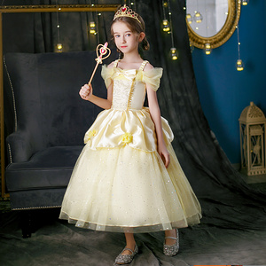 Carnival Cosplay Baby Girls Dress Up Outfits Halloween Party Beauty and the Beast Movie Princess Belle Dress Costumes