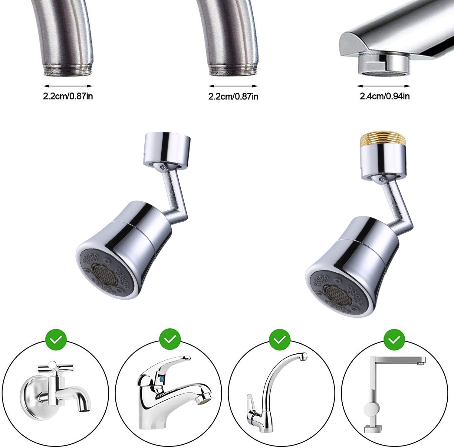 swivel kitchen sink aerator chrome Dual-function 2-Flow Sprayer Faucet Head faucet aerator