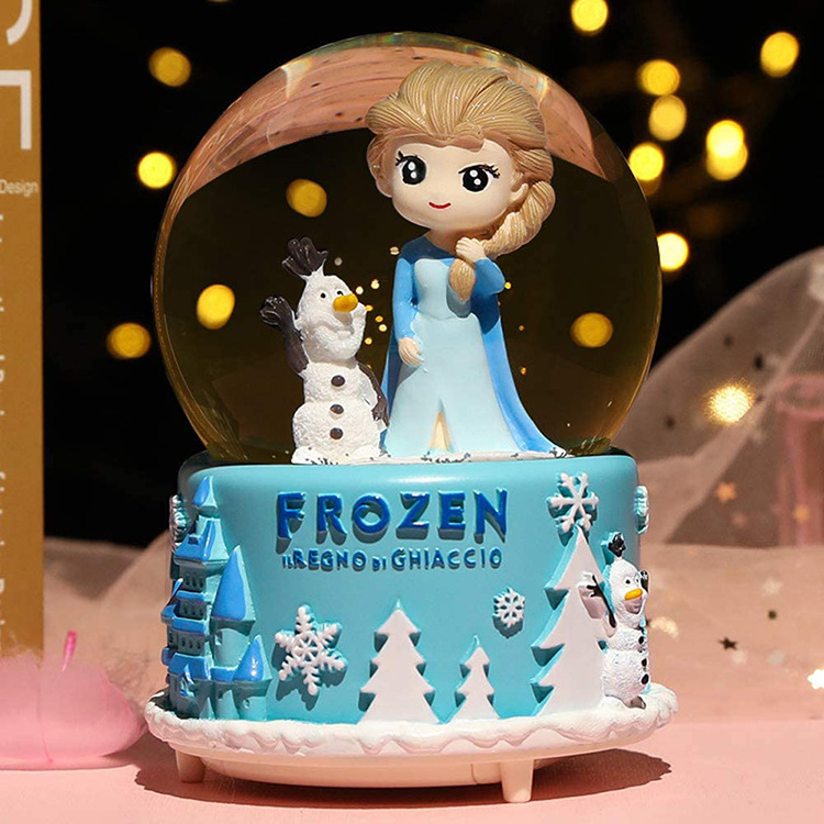 Snow Queen Aisha resin snowball with music 3.5 inch little girl snow home decoration girl children gift music