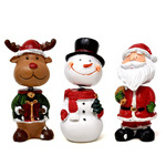 3 pieces of Christmas shaking his head set snowman Santa Claus reindeer figurine decoration holiday sculpture car decoration