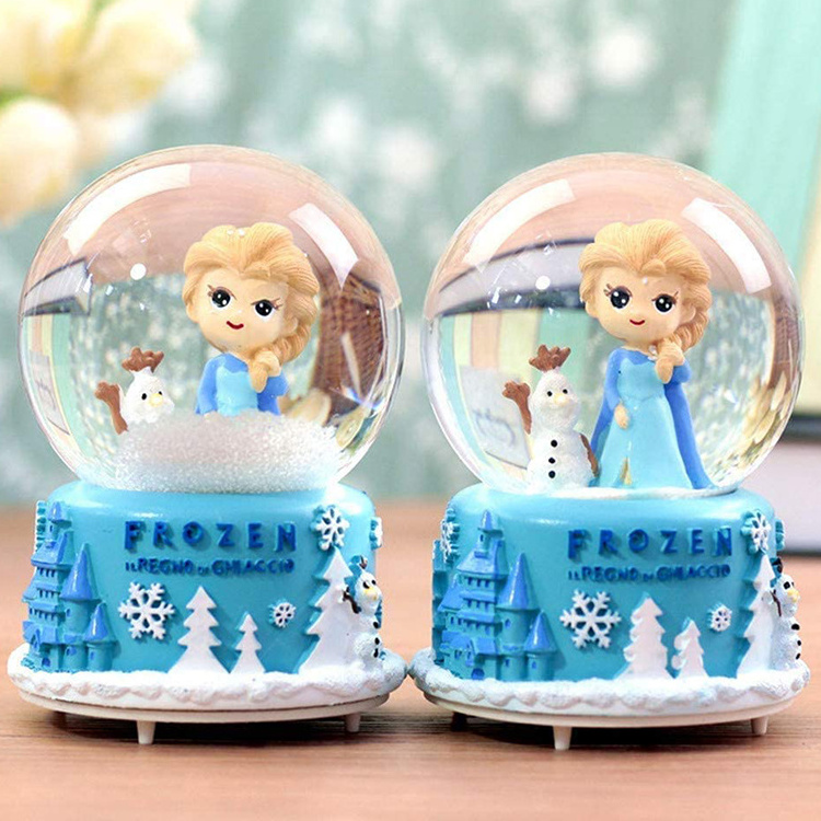 Snow Queen Aisha resin snowball with music 3.5 inch little girl snow home decoration girl children gift music