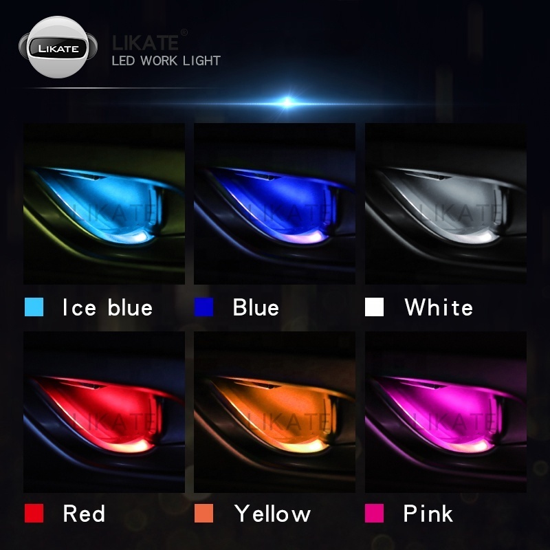 12v Car Interior Armrest Door Handle Lights Auto Inner Bowl Light Atmosphere Lamp Decorative Led Door Handle Lighting 4Pcs/Set