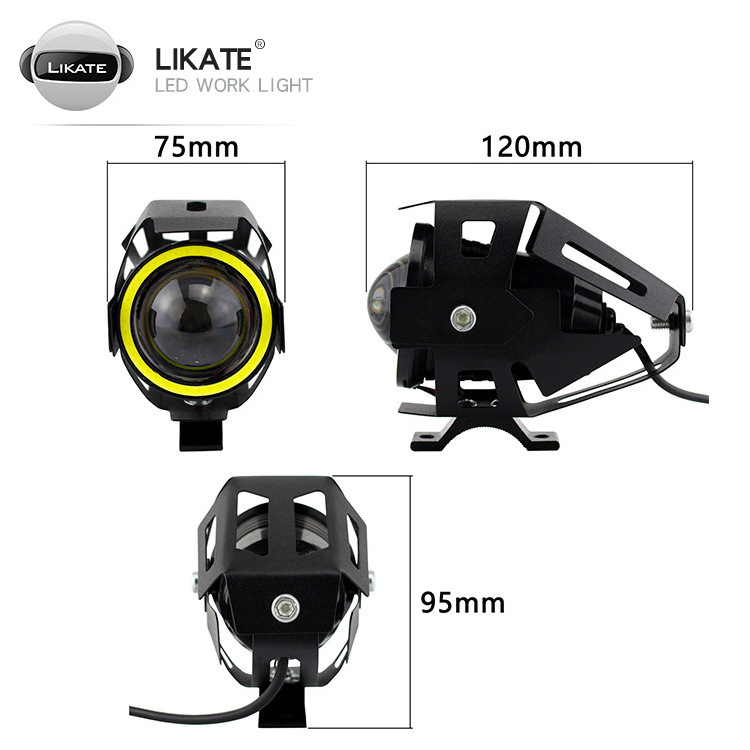 Angel Eye Motorcycle Headlights Led Spot Lights 12v U7 Scooter Motorbike Spotlight Fog Driving Lamp High Low Beam led Light