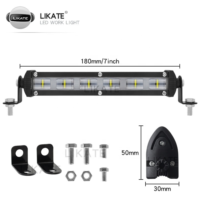 18w Ultra Slim Led Light Bar 6d Lens 7inch Flood Beam Led Working Lights For Auto 12v 24v Atv 4x4 Off Road Driving Lamps