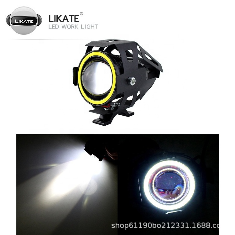 Angel Eye Motorcycle Headlights Led Spot Lights 12v U7 Scooter Motorbike Spotlight Fog Driving Lamp High Low Beam led Light