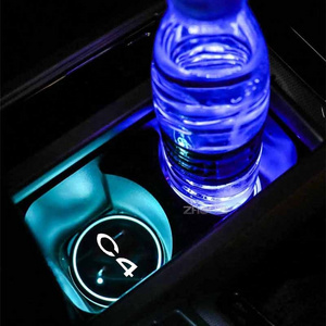 lkt Led Car Logo Cup Holder Pad Bottle Drinks Coaster 7 Colors Changing Usb Charging Mat Led Cup Mat