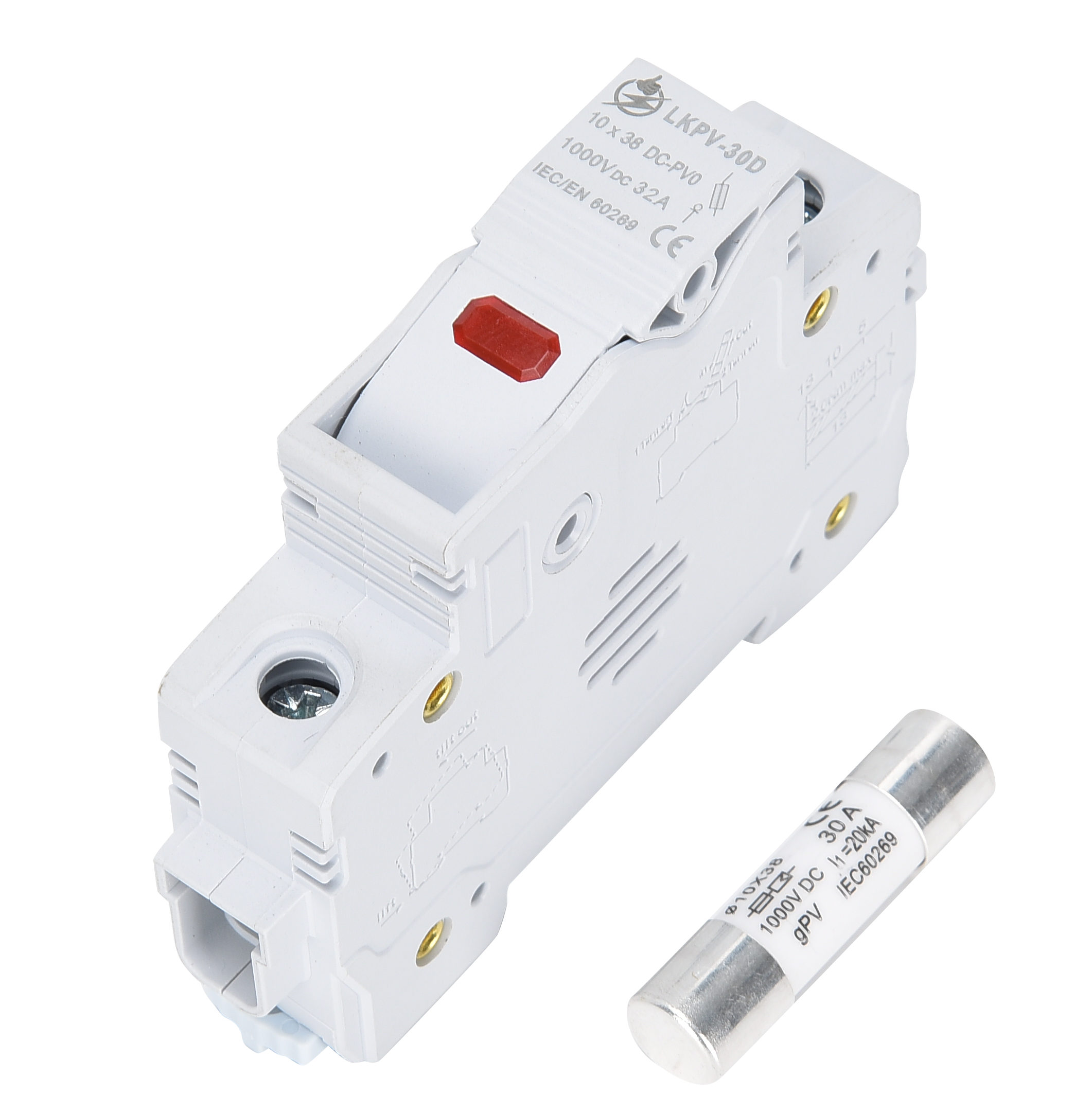 Solar PV DC 1000V 20A Cylinder Fuse with Fuse Holder Thermal Ceramic Switch  For Solar Panel Systems