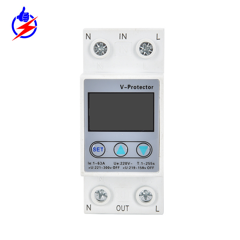 63A 230V Voltage Protector Overvoltage Undervoltage Electric Relay Protection Digital Voltage Protector