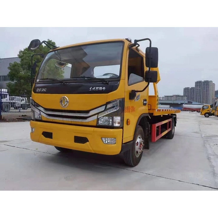 Dongfeng Road Flat Bed Wrecker Towing Two Cars DFAC Lift Slide Bed On Sale