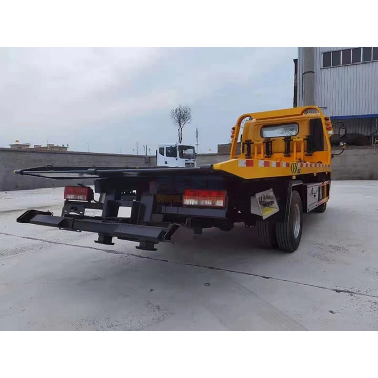 Dongfeng Road Flat Bed Wrecker Towing Two Cars DFAC Lift Slide Bed On Sale