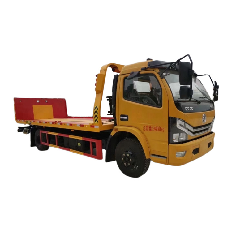 Dongfeng Road Flat Bed Wrecker Towing Two Cars DFAC Lift Slide Bed On Sale