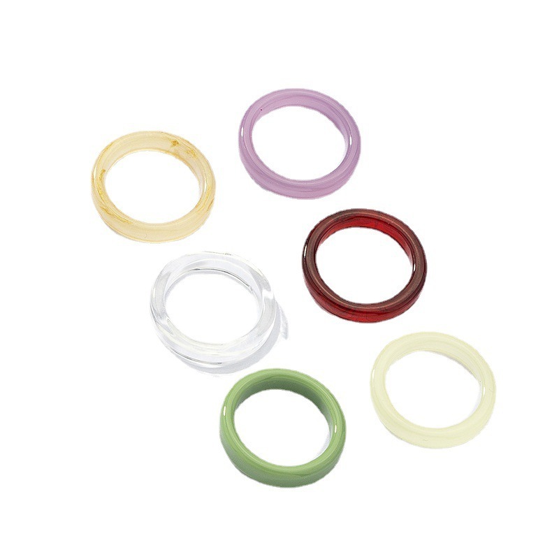 Korean Candy Colors Transparent Acrylic Crystal Resin Rings Set 6pcs/set Best Selling Plastic Acrylic Rings For Women Men