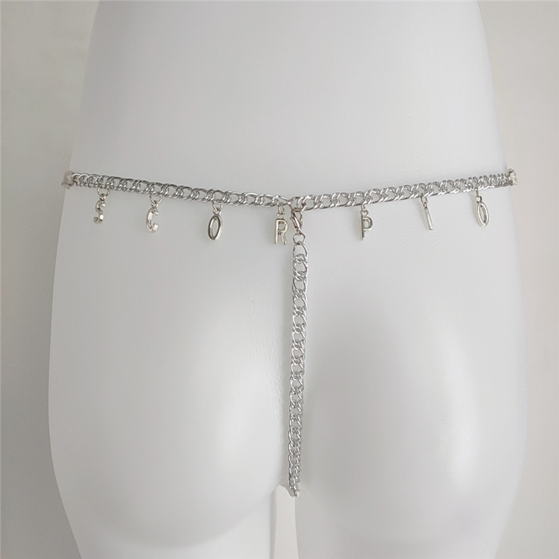 Sexy No Diamond 12 Zodiac Signs Letter Pendants Belly Waist Chain Crystal Zirconia Horoscope Letter Thong Waist Body Chain