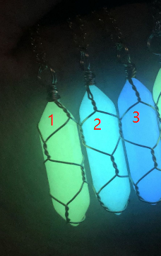 Moonstone Luminous Fluorescent Hexagonal Pendant Gem Stone Glowing In Dark Wire Wrapped Natural Crystal Quartz Bullet Pendant