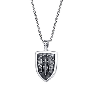 Archangel Protect Angel Guardian Saint Michael Amulet Shield Protection Jewelry St Michael Necklace for Men Women