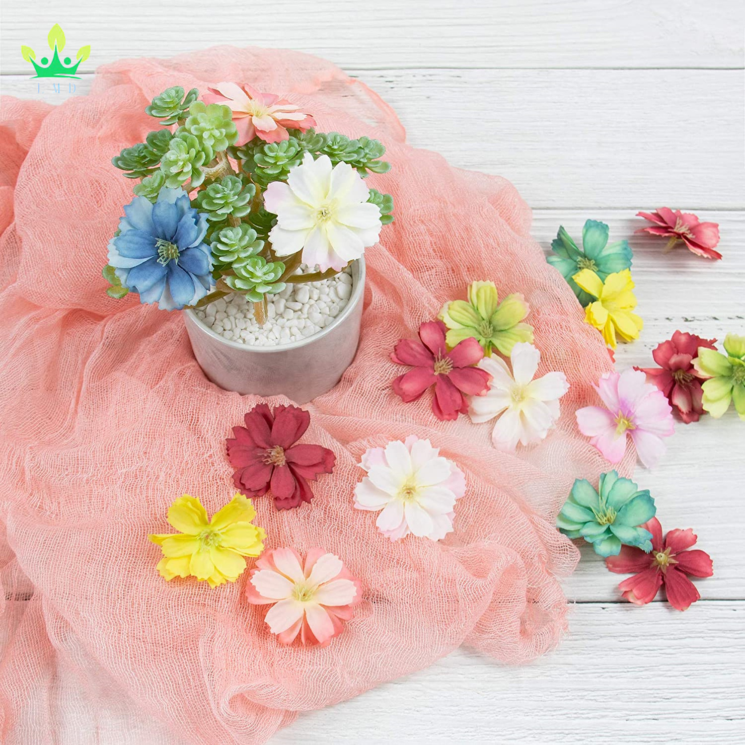 Artificial Silk Cherry Blossom Flowers Heads Craft Wholesale Peony Daisy Decor for Bridal Hair Clips Headbands DIY Accessories