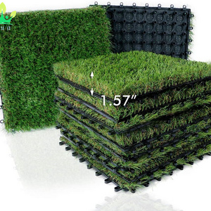 Artificial Grass Tiles Interlocking Turf Deck Set 9 Pcs Synthetic Grass Mat Flooring Decor Pad for Dog Pet Indoor Outdoor