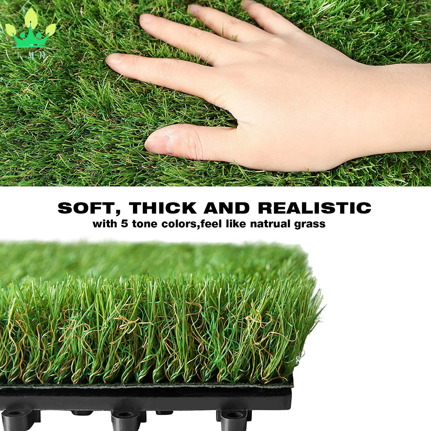 Artificial Grass Tiles Interlocking Turf Deck Set 9 Pcs Synthetic Grass Mat Flooring Decor Pad for Dog Pet Indoor Outdoor