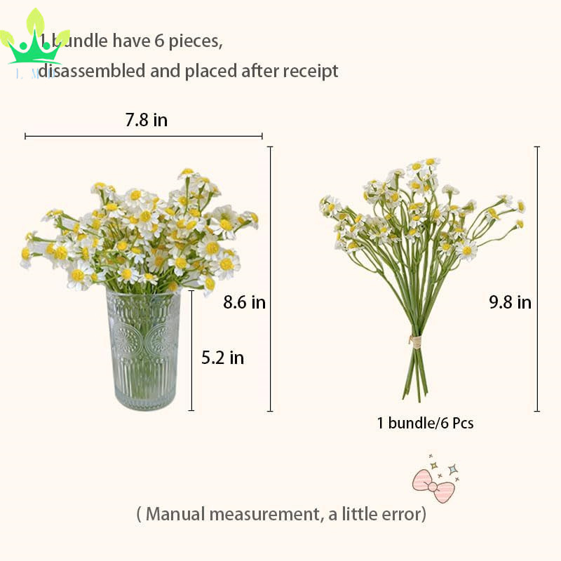 Artificial Small White Daisy Flowers Daisies Spring Wild Flower for Party Home Wedding Office Table Decor not include vase