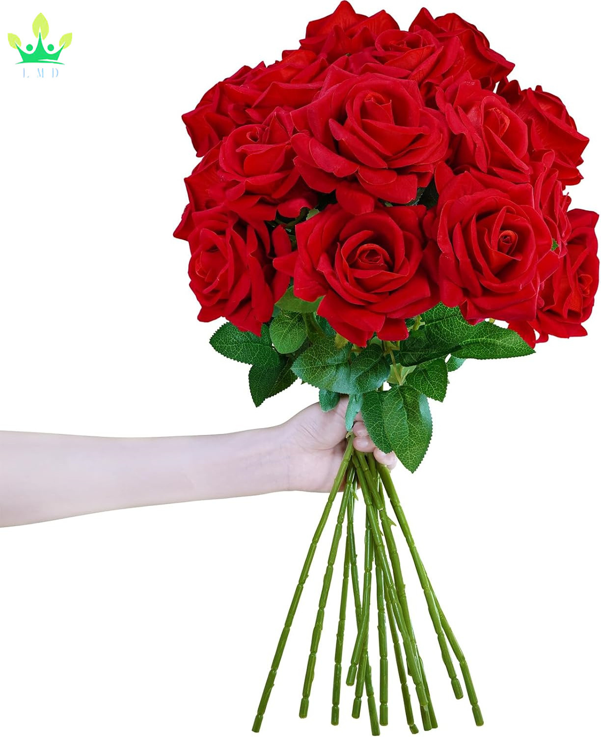 Real Looking Artificial Red Roses with Long Stems Red Velvet Flower for Vase Bouquets Centerpieces Wedding Valentine's Day Decor