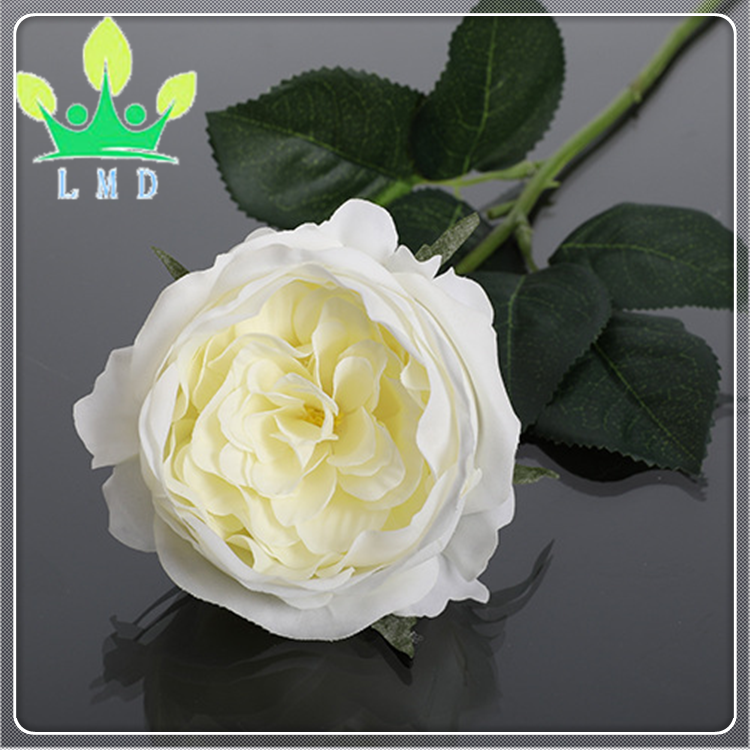 WHITE Roses Artificial Peony Fake Silk Flowers Bridal Wedding Bouquet Home Decor