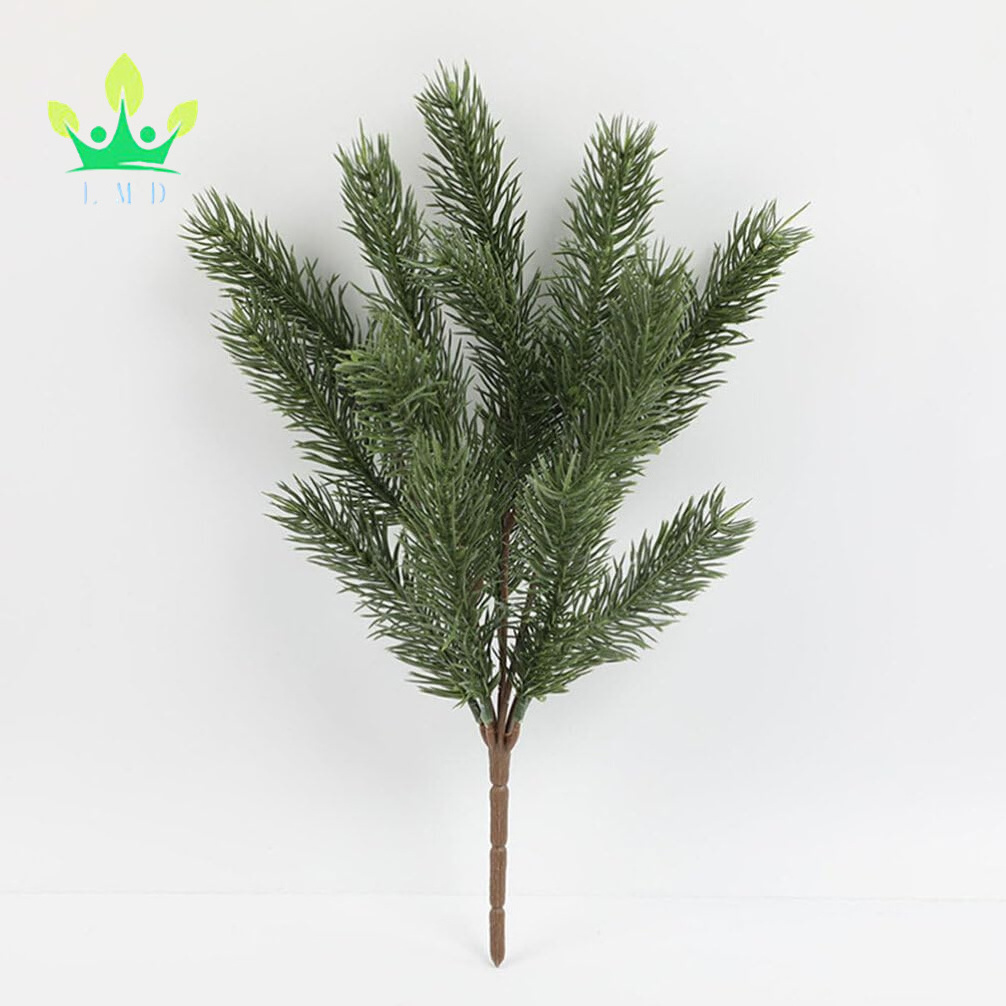 Artificial Christmas Pick Green Pine Needle Stem Pick Christmas Tree Filler Branches Holiday Winter Garland Greenery Flower Bush