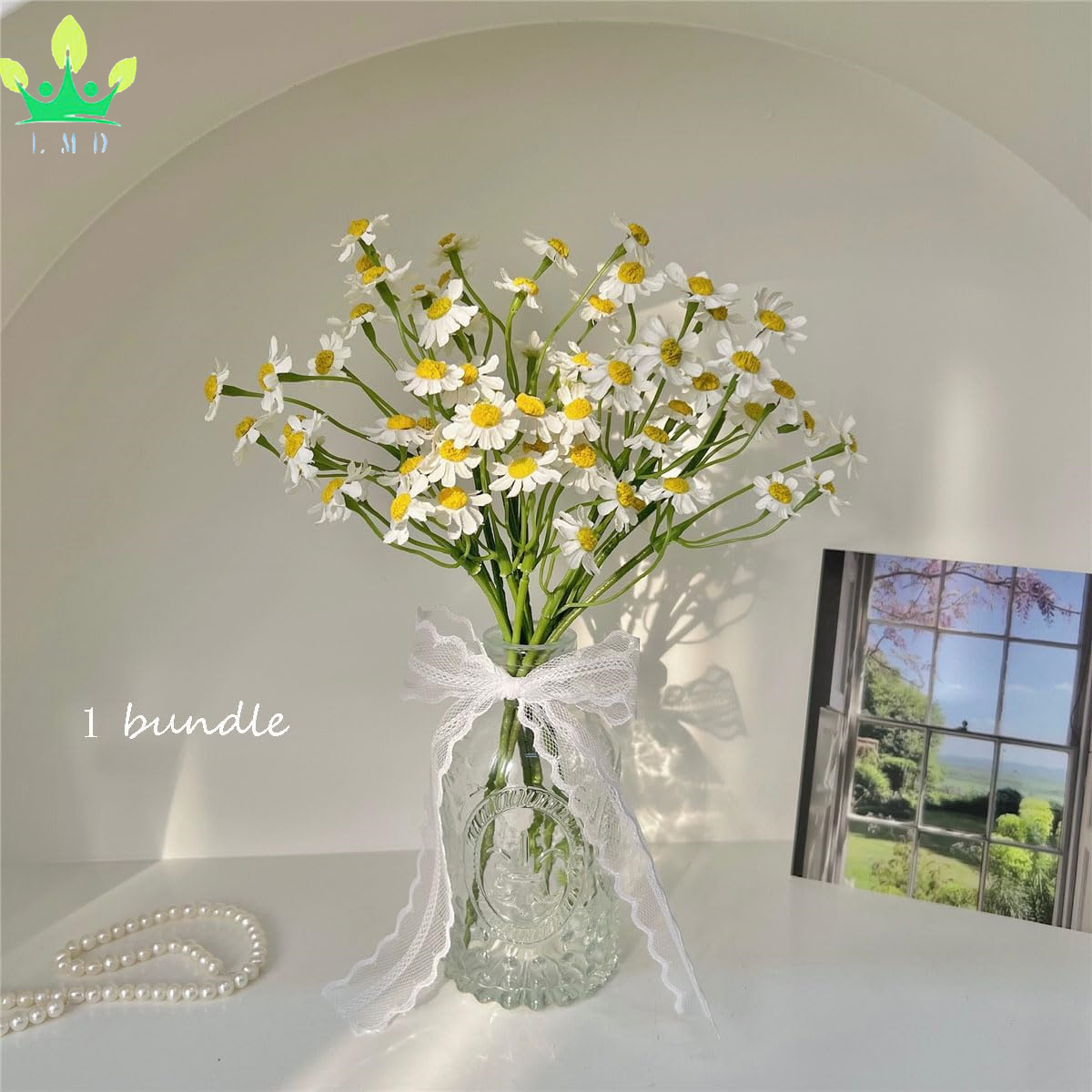 Artificial Small White Daisy Flowers Daisies Spring Wild Flower for Party Home Wedding Office Table Decor not include vase