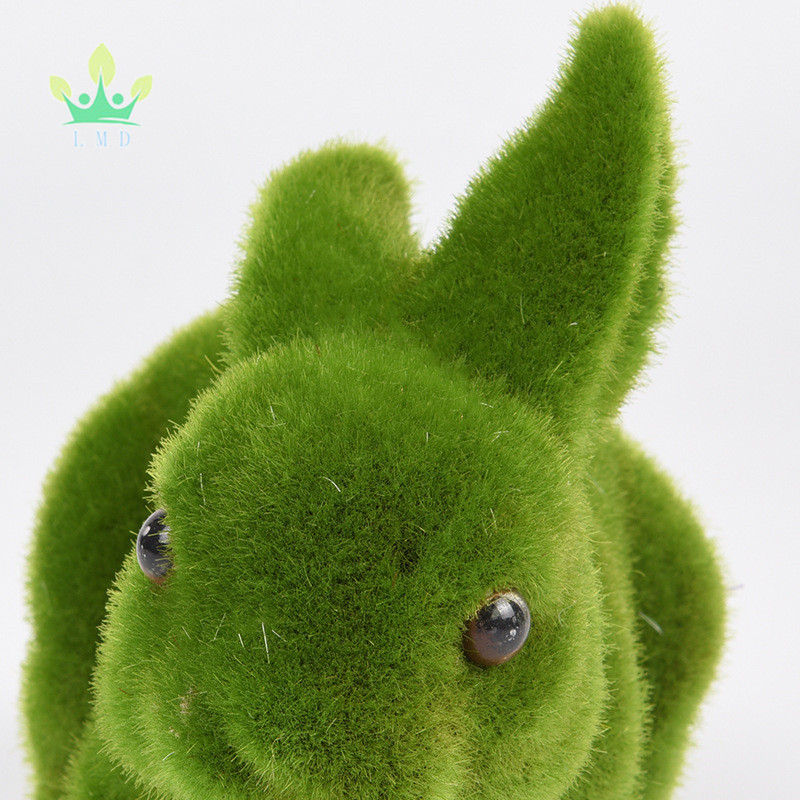 Artificial Moss Animal Turf Grass Rabbit Furry Flocked Bunny Rabbit Alpaca Squirrel Puppy Figurine Easter Rabbit Cute Animal