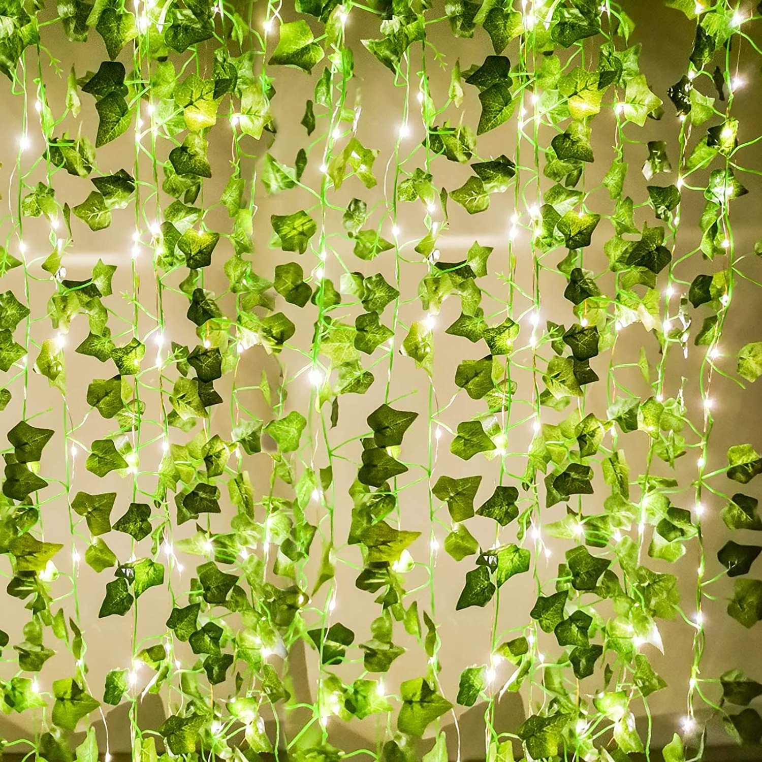 Artificial Ivy with Strings - Vines Artificial Ivy Leaf Plants, Silk Ivy Garland Greenery Artificial Hanging Plant for Decor