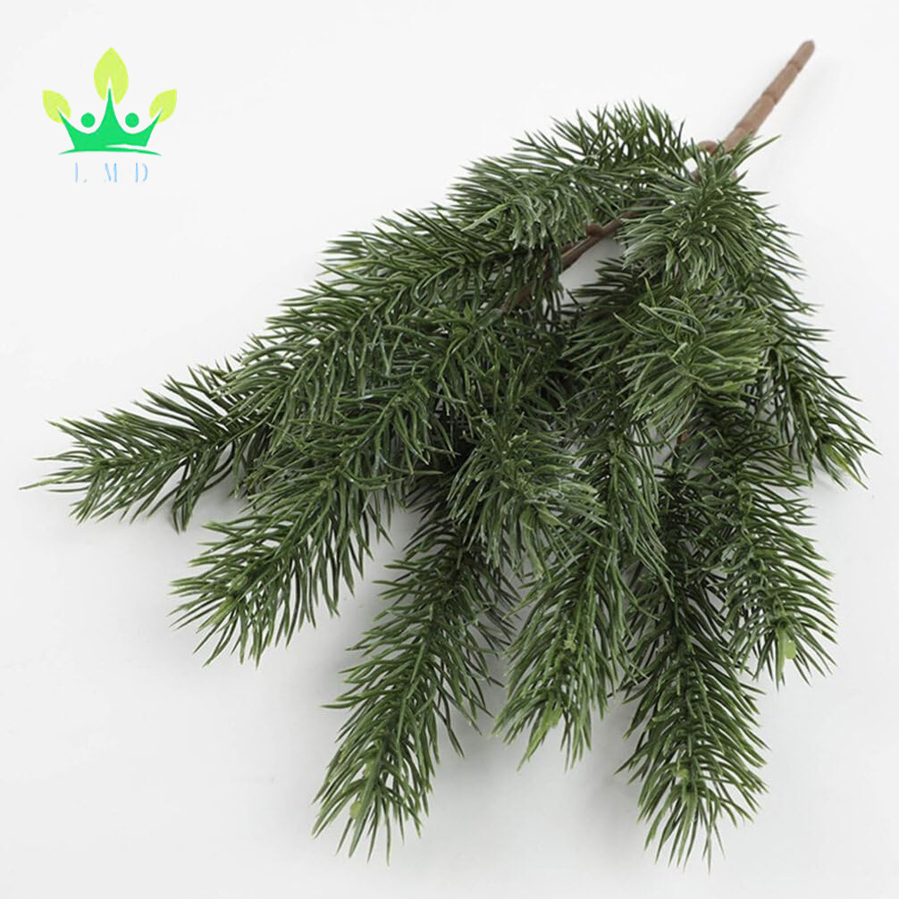 Artificial Christmas Pick Green Pine Needle Stem Pick Christmas Tree Filler Branches Holiday Winter Garland Greenery Flower Bush