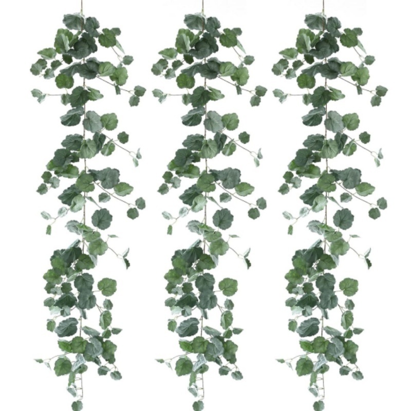 Artificial Begonia Vines Silk Garland with Green Leaves Hanging Plants Greenery for Home Bedroom Wall Party Wedding Decoration