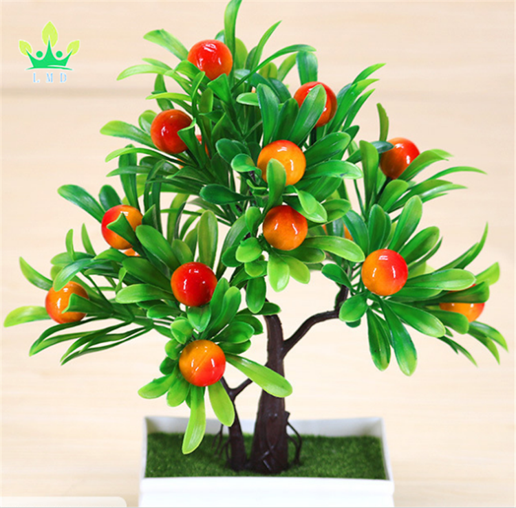 Artificial Plants Bonsai Mandarin Orange Fruit Tree Potted for Home Wedding Room Decoration Flower Hotel Party Decor Fake Potted