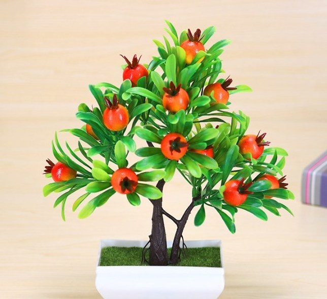 Artificial bonsai potted living room decoration dining table decoration home creative mini tree rich fruit orange decoration