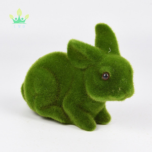 Artificial Moss Animal Turf Grass Rabbit Furry Flocked Bunny Rabbit Alpaca Squirrel Puppy Figurine Easter Rabbit Cute Animal