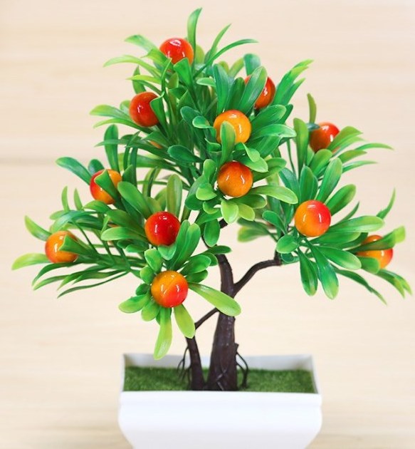 Artificial bonsai potted living room decoration dining table decoration home creative mini tree rich fruit orange decoration