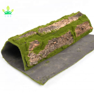 Cork Bark  3D  Wall Panel  That Combines Artificial  Moss and Natural Bark   for Faux Green Plant Wall Decor