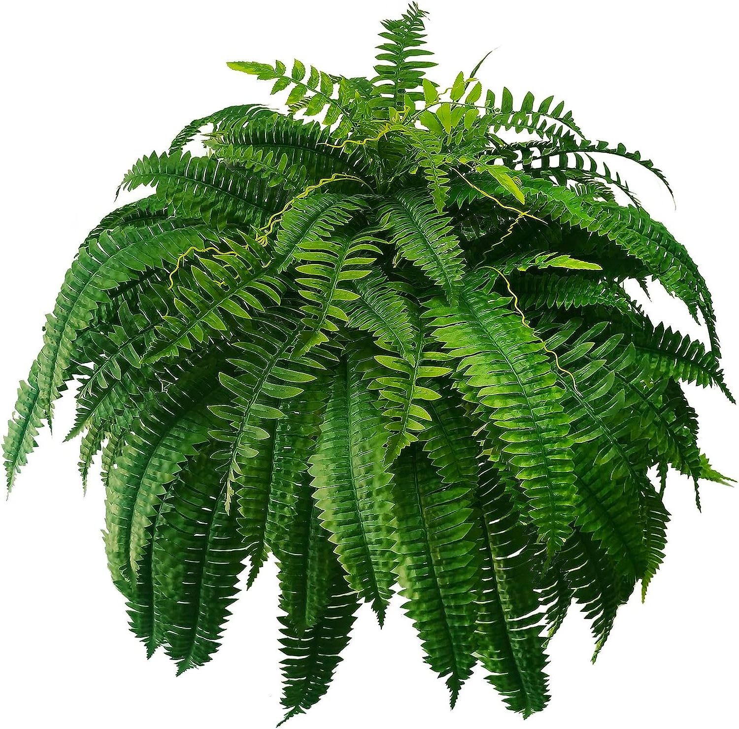 Boston Ferns Faux Hanging Plant Artificial Persian Rattan Outdoor UV Resistant Plastic Plants for Wall Garden Decor