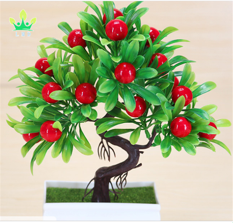 Artificial Plants Bonsai Mandarin Orange Fruit Tree Potted for Home Wedding Room Decoration Flower Hotel Party Decor Fake Potted